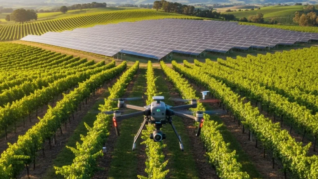 Australian vineyard using AI technology and drones for precision viticulture as documented in government reports