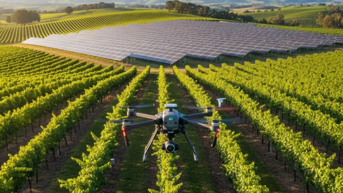 Australian vineyard using AI technology and drones for precision viticulture as documented in government reports