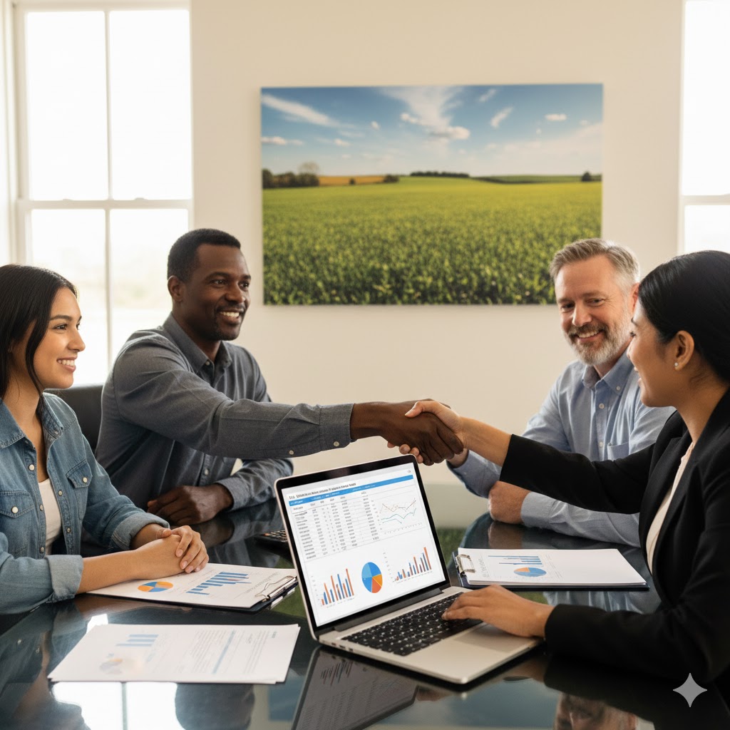 Farm Financing in 2026 with agricultural lender discussing farm financing options and loan approval for 2026