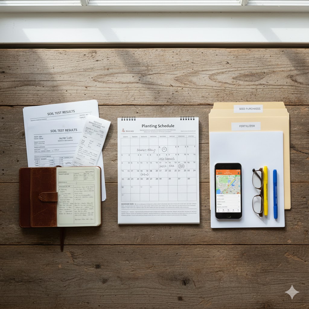 Organized farm records and documentation essential for conducting annual performance review