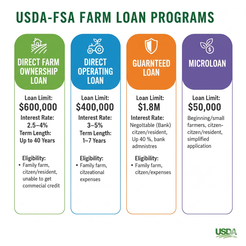 Farm budget planning documents and loan comparison materials for agricultural financing in 2026